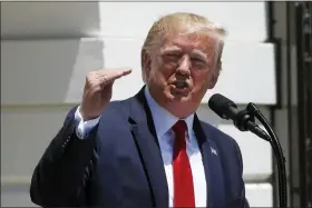 ?? ALEX BRANDON — THE ASSOCIATED PRESS ?? President Donald Trump speaks Monday during a Made in America showcase event on the South Lawn of the White House in Washington.