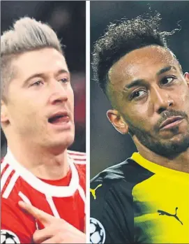  ??  ?? Lewandowsk­i y Aubameyang El polaco lleva 15 goles en Bundesliga y el gabonés, 13