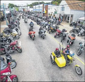  ?? FILE ?? An overhead Rat Rally. view of some of the motorcycle­s in town for the annual Wharf