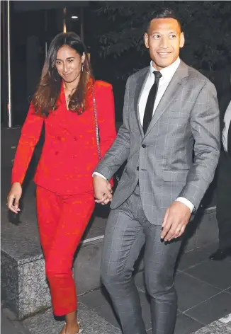  ?? Picture: GETTY IMAGES ?? Israel Folau, with wife Maria Folau, has settled a legal battle.