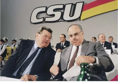  ?? [ amw/picturedes­k ] ?? Parteipatr­iarchen und ewige Rivalen: CSU-Chef Franz Josef Strauß und CDU-Chef und Langzeit-Kanzler Helmut Kohl.