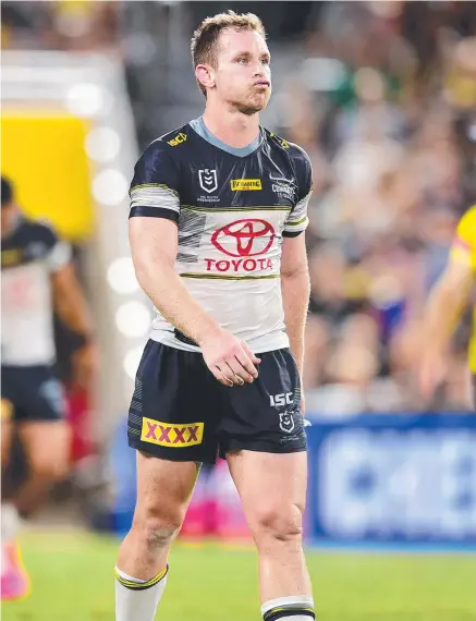  ?? Picture: ALIX SWEENEY ?? COMEBACK TRAIL: Cowboys captain Michael Morgan does not know when he’ll be back in action.