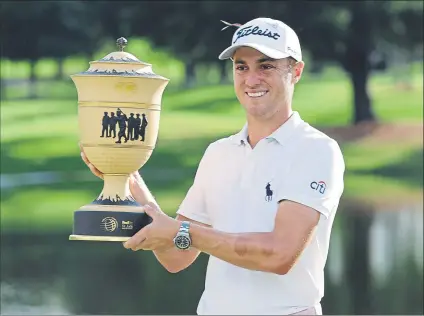  ?? FOTO: AP ?? Justin Thomas empieza su segundo reinado en el golf mundial gracias a su título en el Mundial Fedex St. Jude Invitation­al de Memphis