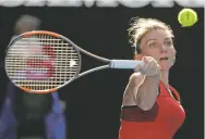  ?? DITA ALANGKARA/THE ASSOCIATED PRESS ?? Romania’s Simona Halep saved two match points and needed four of her own against 2016 champion Angelique Kerber before winning 6-3, 4-6, 9-7 in the semifinals Thursday at the Australian Open in Melbourne, Australia.