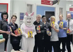  ??  ?? Co-op food stores in Macclesfie­ld donated hundreds of chocolate eggs for children and nurses who will be spending time in Macclesfie­ld hospital this Easter.