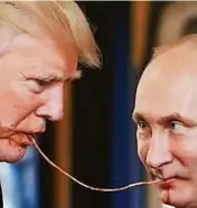  ??  ?? Häme und Spott in den sozialen Medien: Trump als Putins Marionette, als Putins Buddy