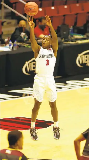  ?? K.C. ALFRED U-T ?? San Diego State guard Terrell Gomez made 293 3-pointers in three seasons at Cal State Northridge.