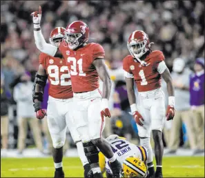  ?? Vasha Hunt The Associated Press ?? Alabama sophomore linebacker Will Anderson Jr. (31) finished fifth in the Heisman Trophy voting this season.