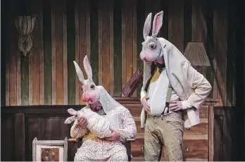  ??  ?? Ma and Pa Rabbit admire their kit in Jabberwock­y, which has some Monty Pythonesqu­e moments.