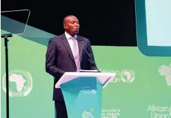  ?? ?? Prime Minister Russell Dlamini addressing the Africa Fertilizer and Soil Health Summit held in Nairobi, Kenya.