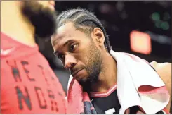  ?? The Canadian Press via AP - Frank Gunn ?? Kawhi Leonard and the Raptors are hoping for a home-court boost as the Eastern Conference finals shift to Toronto.