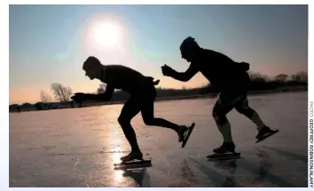  ??  ?? ALIVE AND KICKING Fen skating may not be the huge sport it once was, but there are still dedicated practition­ers, just waiting for the waters to ice over.