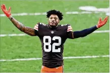  ?? RON SCHWANE / AP ?? The Browns signed Rashard Higgins to a one-year, $2.3 million deal. Last season, Higgins had 37 catches for a career-high 599 yards and four touchdowns in 13 regular-season games. He added seven catches for 116 yards in two postseason games.