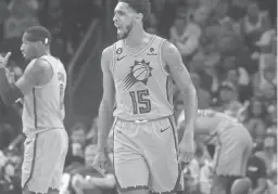  ?? JOE RONDONE/THE REPUBLIC ?? Suns guard Cameron Payne (15) yells out to his teammates as they take on the Golden State Warriors at Footprint Center.