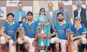  ?? HT PHOTO ?? Rajnigandh­a Achievers with the trophy at Jaipur Polo Ground in New Delhi on Saturday.