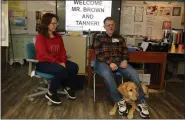  ?? PHOTO COURTESY OF ULSTER BOCES ?? Riccardi Elementary School teacher Bonnie Brown with her brother Matthew Brown and his seeing-eye dog, Tanner.