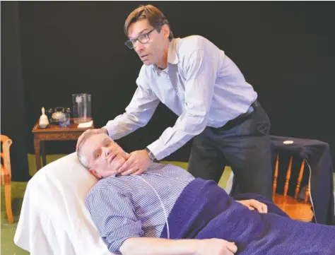  ?? [WHITNEY NEILSON / THE OBSERVER] ?? Allan Strong as Morrie and John Settle as Mitch bring Tuesdays with Morrie to the Theatre Wellesley stage later this month. The autobiogra­phical story follows Mitch as he watches his mentor decline due to ALS.