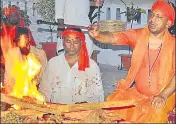  ?? HT ?? Yogi Adityanath performs ‘yagna’ at the Gorakhnath Temple in n Gorakhpur on Wednesday.