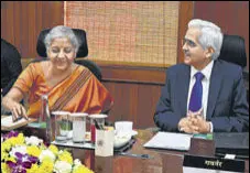  ?? ANI ?? Union finance minister Nirmala Sitharaman and RBI governor Shaktikant­a Das on Saturday.