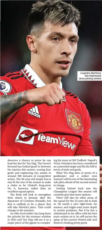 ?? ?? Lisandro Martinez has impressed since joining United