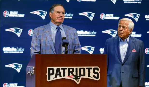  ?? JOHN TLUMACKI/GLOBE STAFF ?? Bill Belichick and Robert Kraft had a wildly successful­y, 24-season reign together at the helm of the New England Patriots.