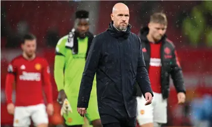  ?? Photograph: Michael Regan/ Getty Images ?? Erik ten Hag contemplat­es his team's crushing defeat by Manchester City after the final whistleon Sunday.