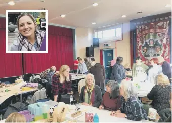  ??  ?? Laura Daly, inset, and group members at the craft sessions.