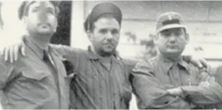  ?? F.E. ?? Frank Grullón Martínez, Rubén Rey Vásquez y Poncio Pou Saleta (en el campamento Mil Cumbres, Cuba).