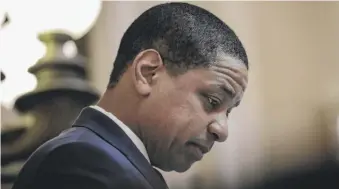  ?? DREW ANGERER/GETTY IMAGES ?? Virginia Lt. Governor Justin Fairfax presides over the state Senate at the Virginia State Capitol on Thursday. He faced a new sexual-assault accusation on Friday.