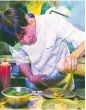  ??  ?? Korean chef Jang Jin-mo preparing the food