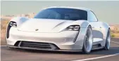  ??  ?? Porsche says the Mission E, which can go from zero to 62 mph in less than 3.5 seconds, will become a production car within five years.
PORSCHE