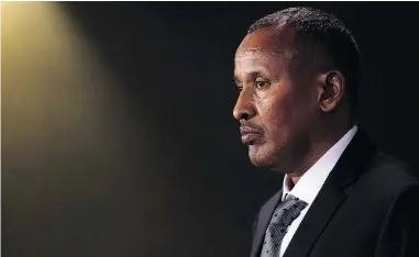  ?? SEAN KILPATRICK / THE CANADIAN PRESS ?? Bashir Makhtal, a Canadian citizen imprisoned in Ethiopia for 11 years, told reporters on Parliament Hill Tuesday that Canadian officials in Kenya could have helped prevent his removal from that country.