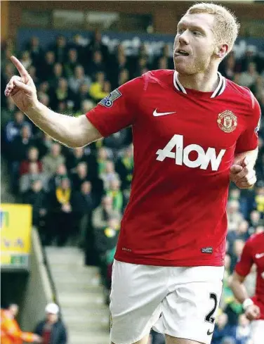  ??  ?? Dearth of talent: Paul Scholes came out of retirement to play for Manchester United at the age of 37.