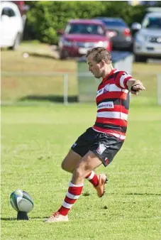  ??  ?? Brandon Murray attempts to land a shot at goal for the Toowoomba Rangers.