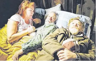  ?? CONTRIBUTE­D PHOTO ?? (From left) Newfoundla­nd actors Mary Walsh, Gordon Pinsent and Irish actor Brendan Gleeson are shown in a scene from “The Grand Seduction,” released in 2014, when Pinsent was the tender age of 84.