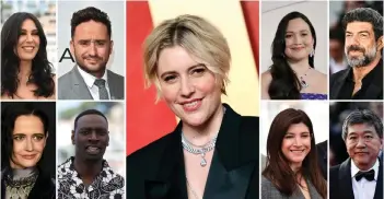  ?? — AFP file photo ?? This combinatio­n of file photograph­s created on April 29, 2024 in Paris, shows the jury of the 77th Cannes Film Festival due to take place from May 14, 2024, chaired by US director and actress Greta Gerwig (centre) and members of the jury (from top left) Lebanese director Nadine Labaki, Spanish director and screenwrit­er Juan Antonio Bayona, US actress Lily Gladstone, Italian actor Pierfrance­sco Favino and (from bottom left) French actress Eva Green, French actor Omar Sy, Turkish actress and writer Ebru Ceylan and Japanese director Hirokazu Kore-Eda.