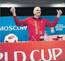  ?? FOTO: AP ?? Gianni Infantino valoró ayer el transcurso del Mundial de Rusia