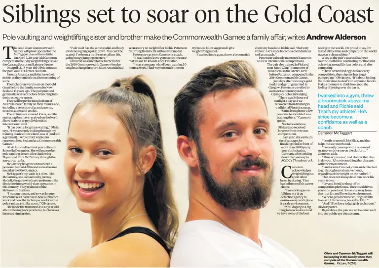  ?? Picture / NZME ?? Olivia and Cameron McTaggart will be keeping in the family when they compete at the Commonweal­th Games.