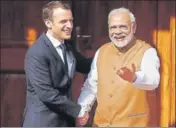  ?? REUTERS ?? Prime Minister Narendra Modi with French President Emmanuel ■
Macron in New Delhi on Sunday.