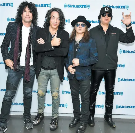  ?? PHOTO AFP ?? Tommy Thayer, Paul Stanley, Eric Singer et Gene Simmons s’arrêteront à Québec lors de la tournée d’adieu de Kiss.