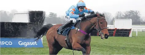  ??  ?? Un De Sceaux, partnered by Paul Townend, pulls away from the last fence to win the Clarence House Chase at Ascot.