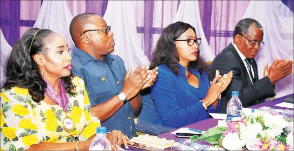  ?? PHOTO: AYODELE ADENIRAN ?? Chairman, Associatio­n of Profession­al Women Engineers of Nigeria (APWEN) Lagos Chapter, Laolu Adedapo-aisida (left); Commission­er for Housing, Lagos State, Prince Gbolahan Lawal; President, APWEN, Felicia Agubata and former Commission­er for Physical Planning and Urban Developmen­t, Lagos State, Olutoyin Ayinde during the 2018 Annual Public Lecture of the Associatio­n with the theme, Sustainabi­lity in the Built Environmen­t in Lagos… yesterday.