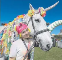  ??  ?? Estonian visitor Kersti Noumees with Bono the ‘unicorn’.