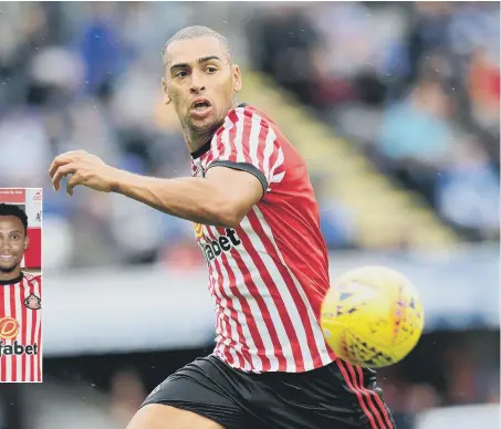  ??  ?? Sunderland new boy James Vaughan in action during Saturday’s defeat.