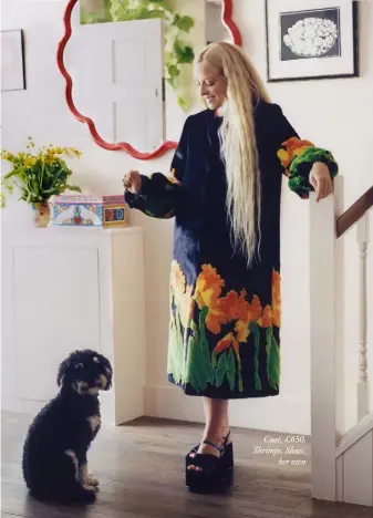  ??  ?? Above: top, £295, Shrimps. Left: a Claudia Rankincand­lestickCoa­t, £650, Shrimps. Shoes,her own