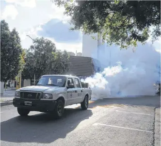  ?? ?? LAS CAMIONETAS de fumigación se verán en estos días por toda la ciudad.