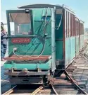  ?? ALAN TITHERIDGE ?? The Hythe Pier train in operation on April 26.