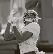  ?? Matthew Hinton / Associated Press ?? Marquez Stevenson catches a pass during practice for Saturday’s game in Mobile, Ala.