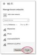  ??  ?? To remove a network in Windows select it, then click Forget