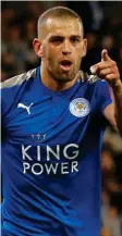  ?? REUTERS ?? Point made: Slimani puts Leicester 2-1 ahead